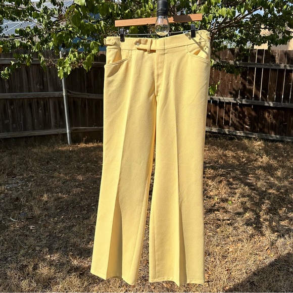 Vintage 1960s yellow wide leg trousers - Picture 1 of 7